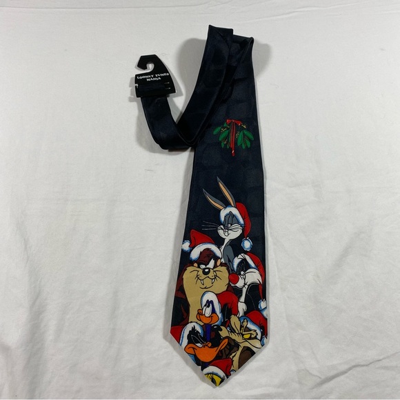 Warner Bros. Other - Christmas Looney tunes Tie Bugs Bunny Tasmanian Devil Tie Vintage 80s 90s NWT